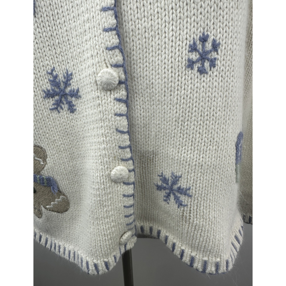 Croft & Barrow Gingerbread Knit Cardigan Sweater Winter Snow Ramie Blend Medium - Picture 15 of 16